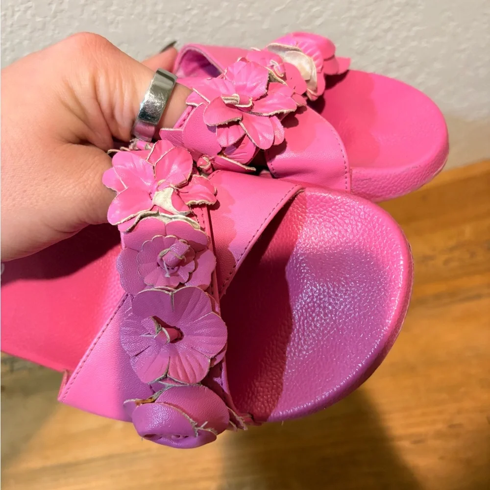Janie and Jack Girls Floral Pink Pool Side Slide Sandals